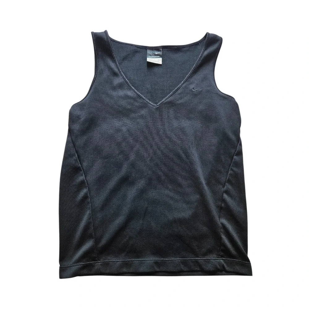 Nike Sphere Dry Womens V-Neck Tank Top S Black Moisture Wicking Polyester